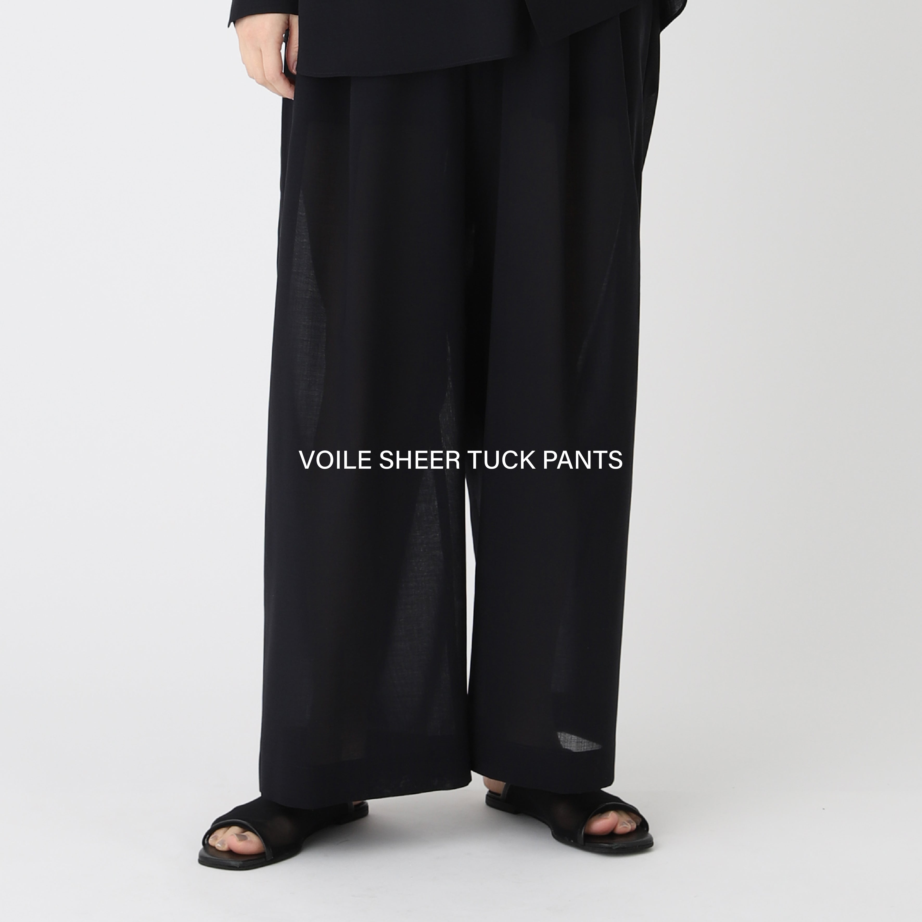 VOILE SHEER TUCK PANTS