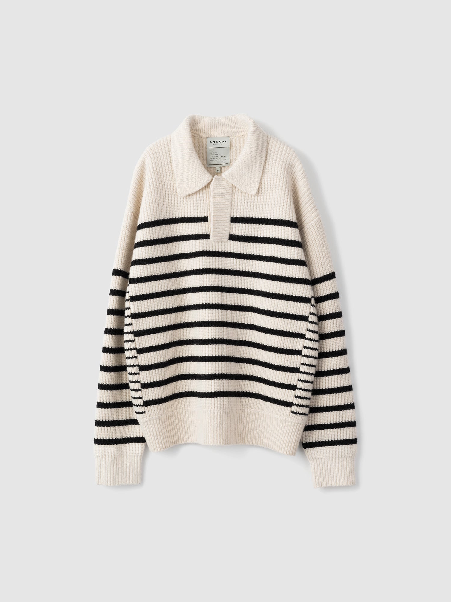 Striped Polo Sweater<BR>異なるボーダーピッチがアクセントに