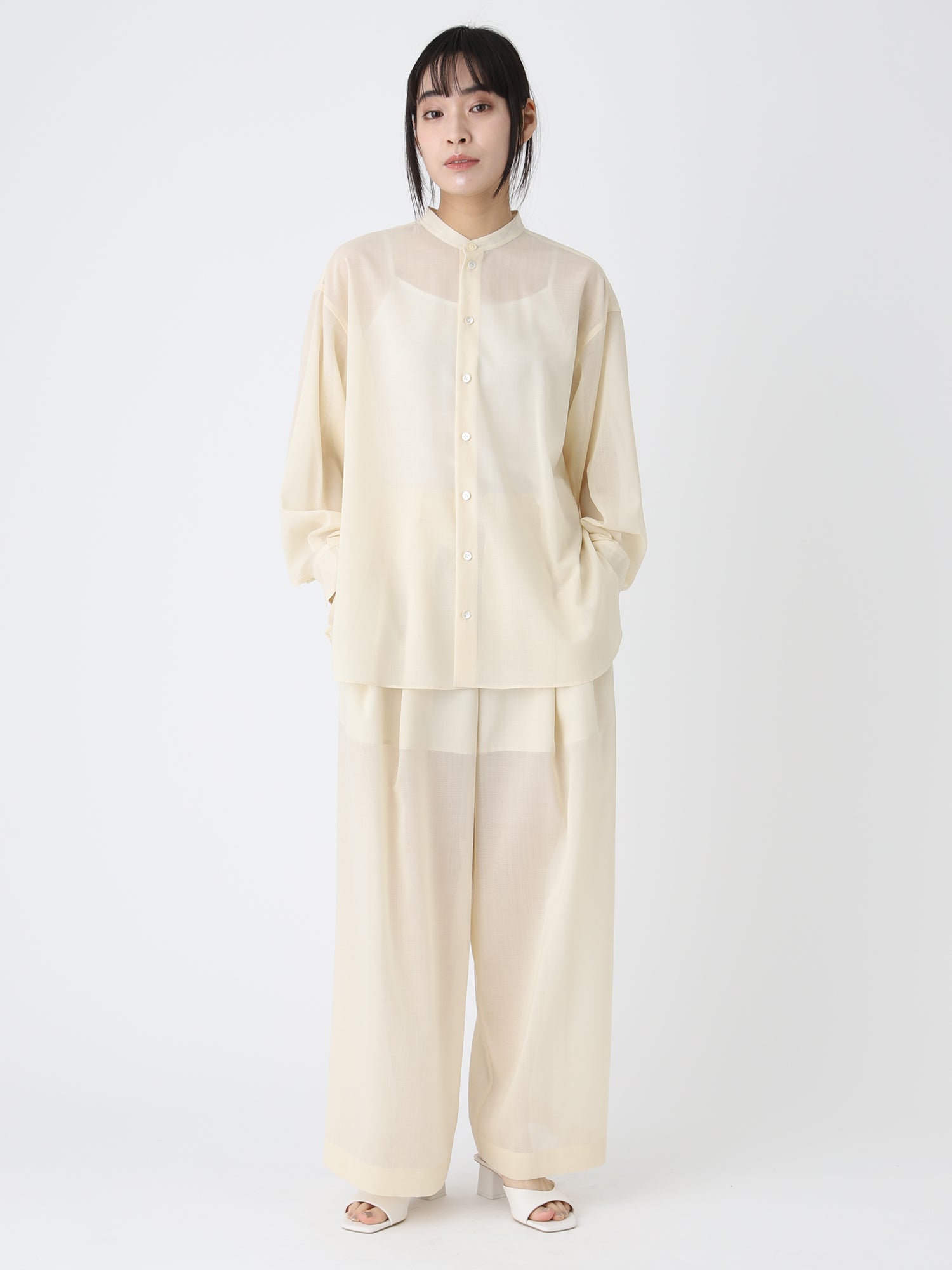 Voile Sheer Tuck Pants<BR>防ぐシワ性に優れたアイテム