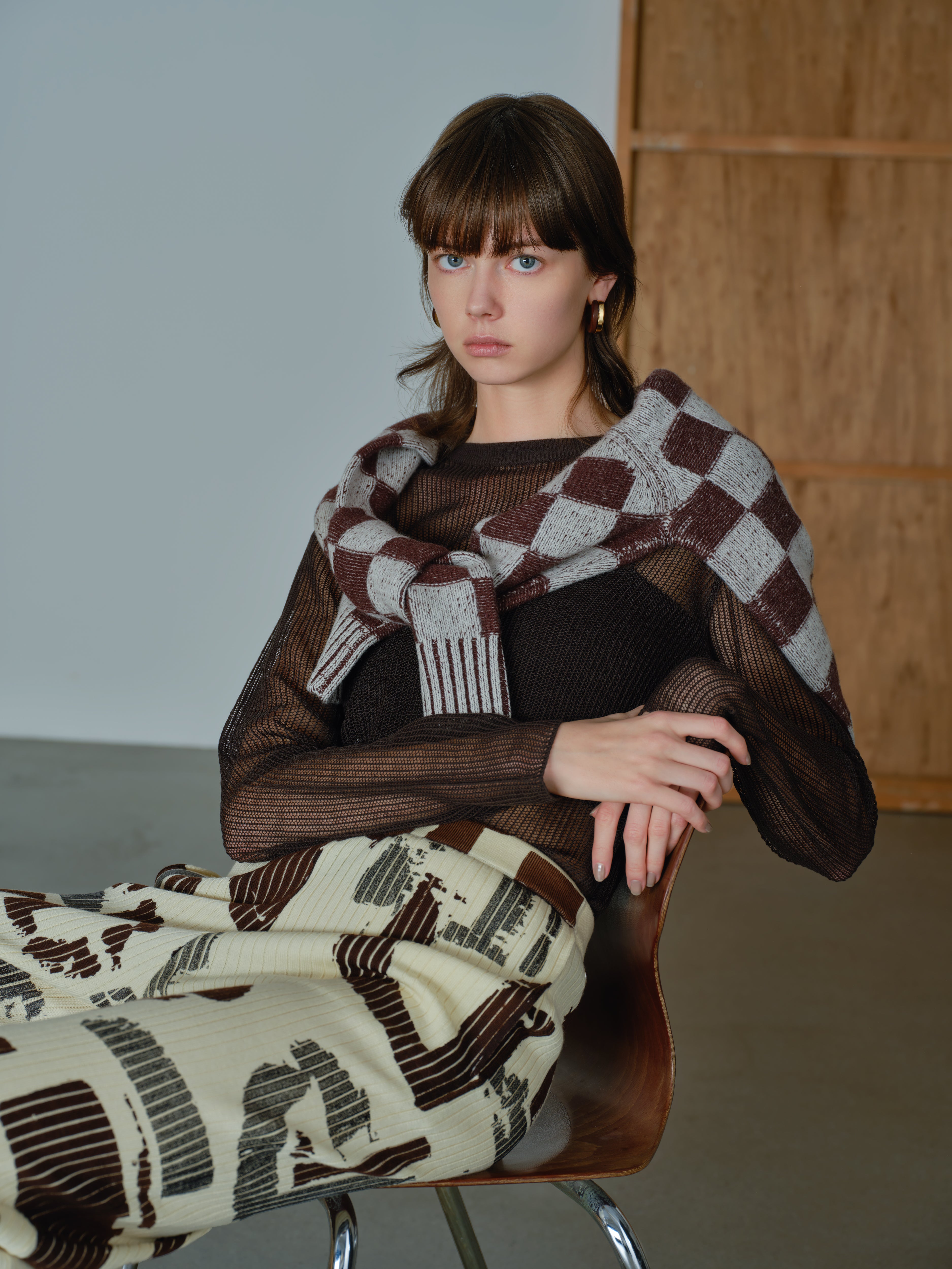 Abstract Painting Pants<BR>ストレスフリーなリブニットパンツ