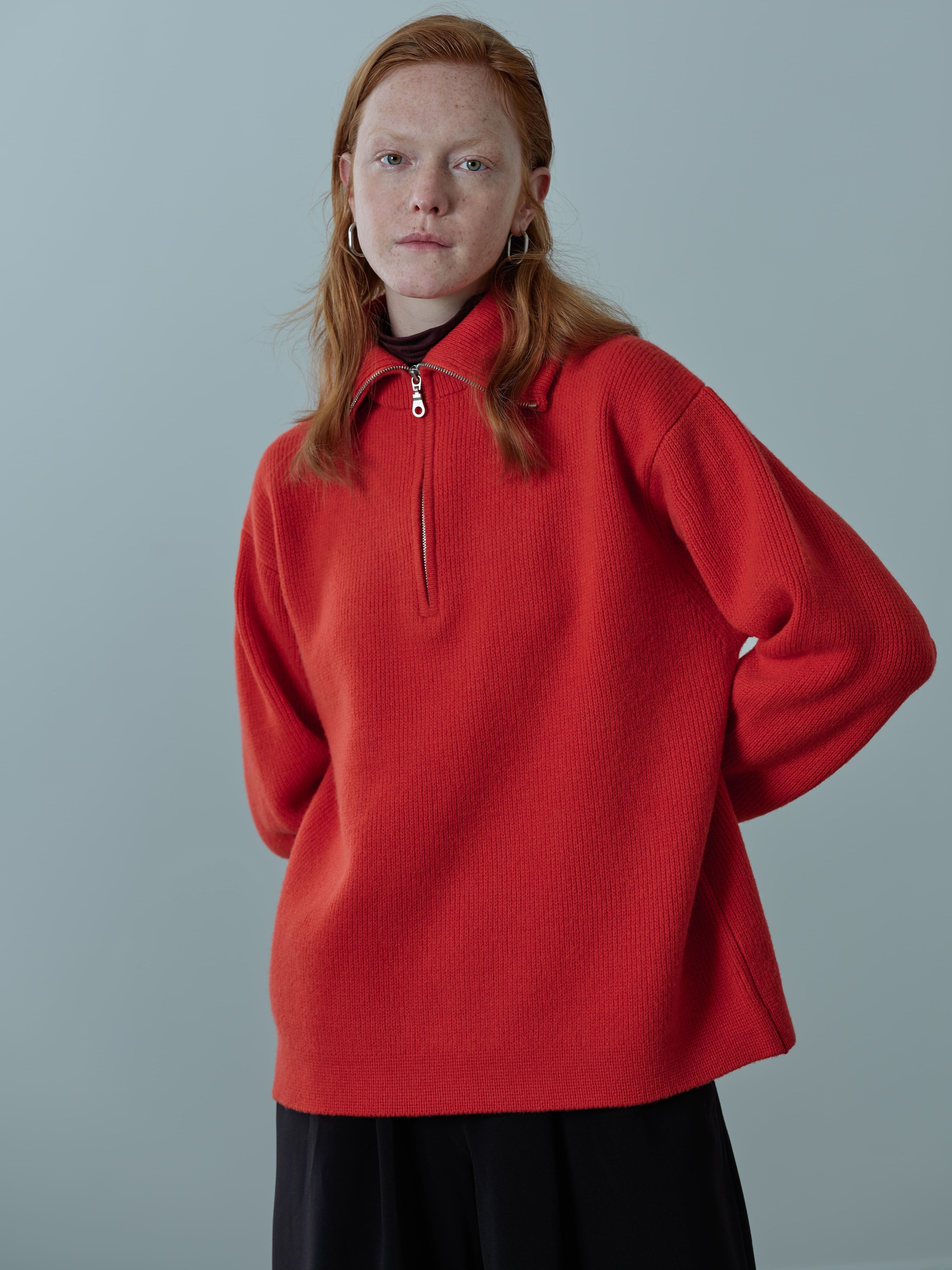 Half Zip Pullover<BR>性別問わず人気なハーフジップニット