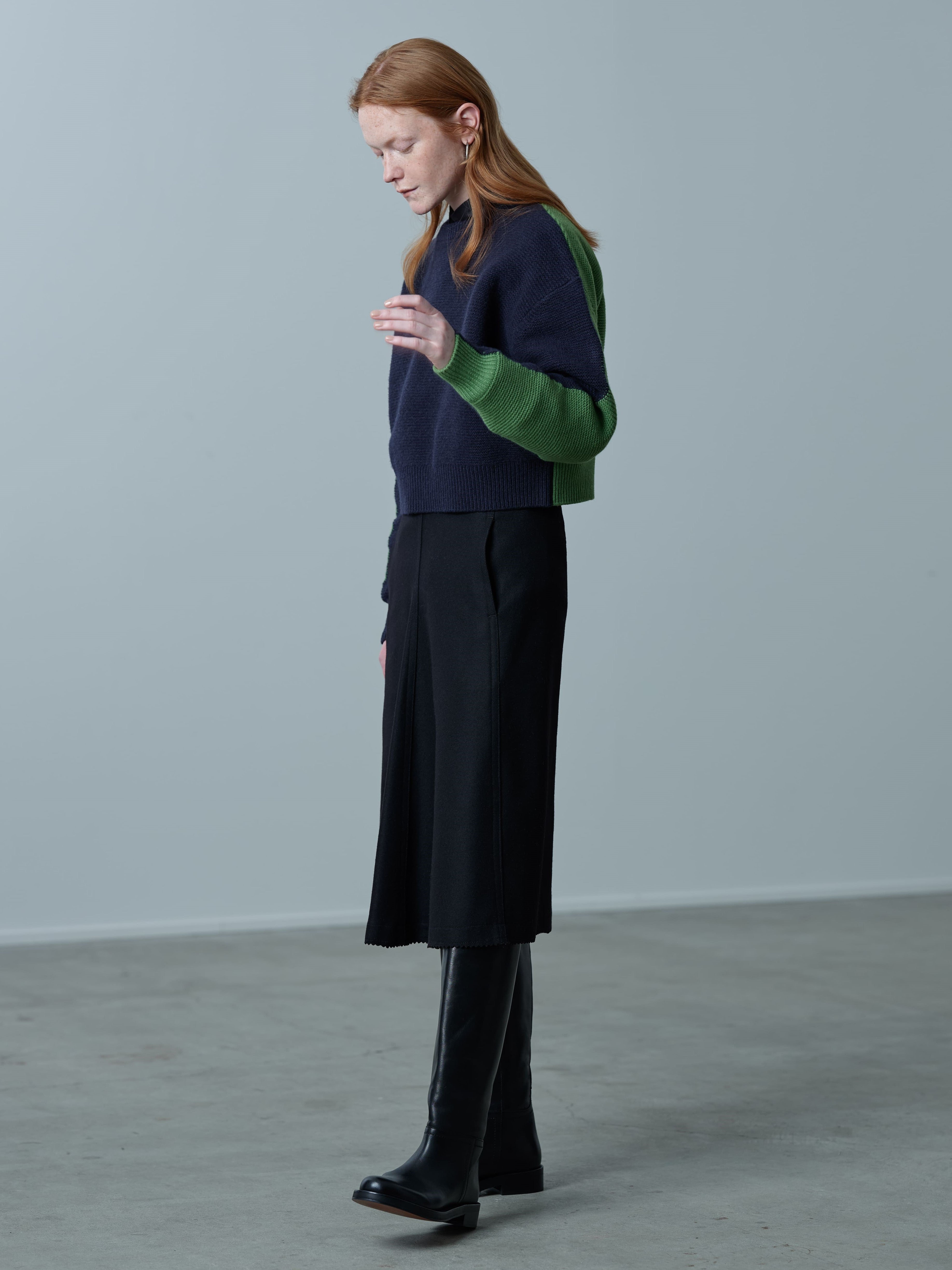 Bi-Color Crew PO<br> Cropped knitwear is a big hit every year
