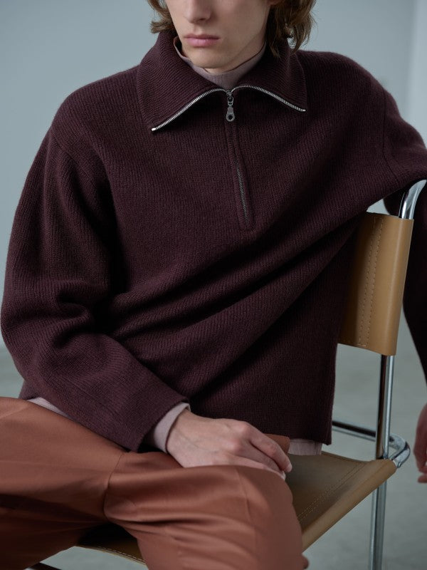 Half Zip Pullover<BR>性別問わず人気なハーフジップニット