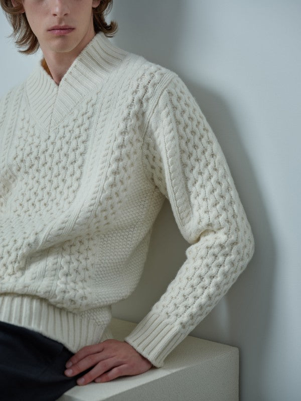 Fisherman's sweater<BR>冬の寒さから身を守る肉厚なアランニット