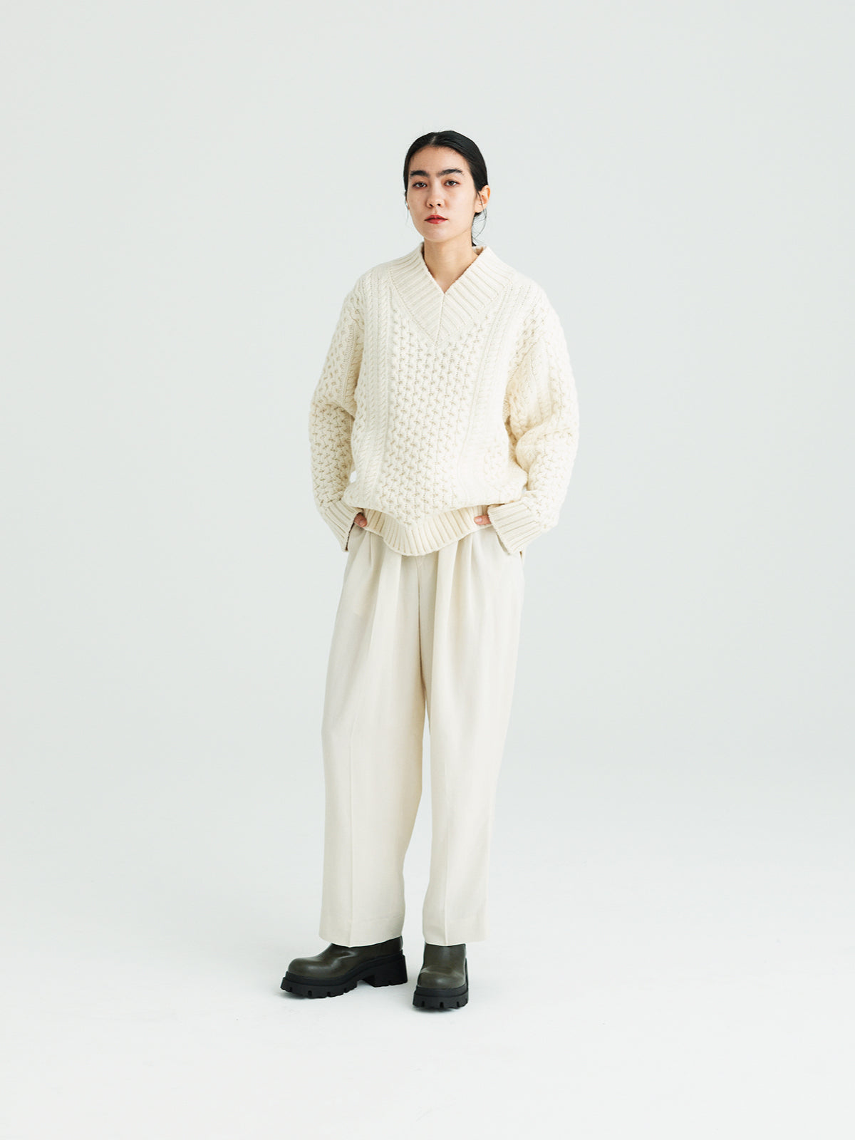 Fisherman's sweater<BR>冬の寒さから身を守る肉厚なアランニット