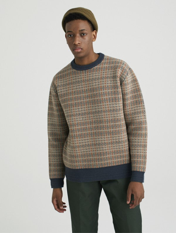 Check Pullover<BR>ふくらみ感のある肉厚ニット