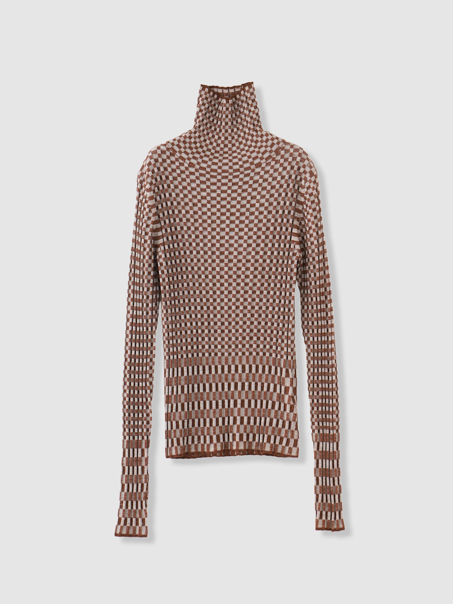Checkered Rib Turtle PO<BR>3シーズン着用可能なタートルネックニット