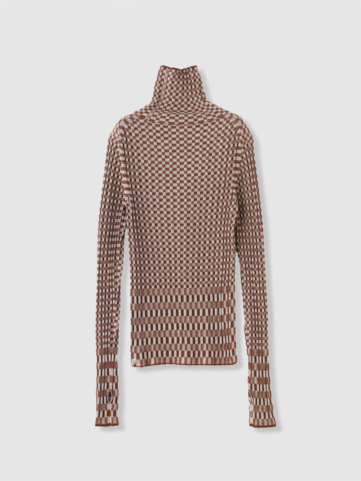 Checkered Rib Turtle PO<BR>3シーズン着用可能なタートルネックニット