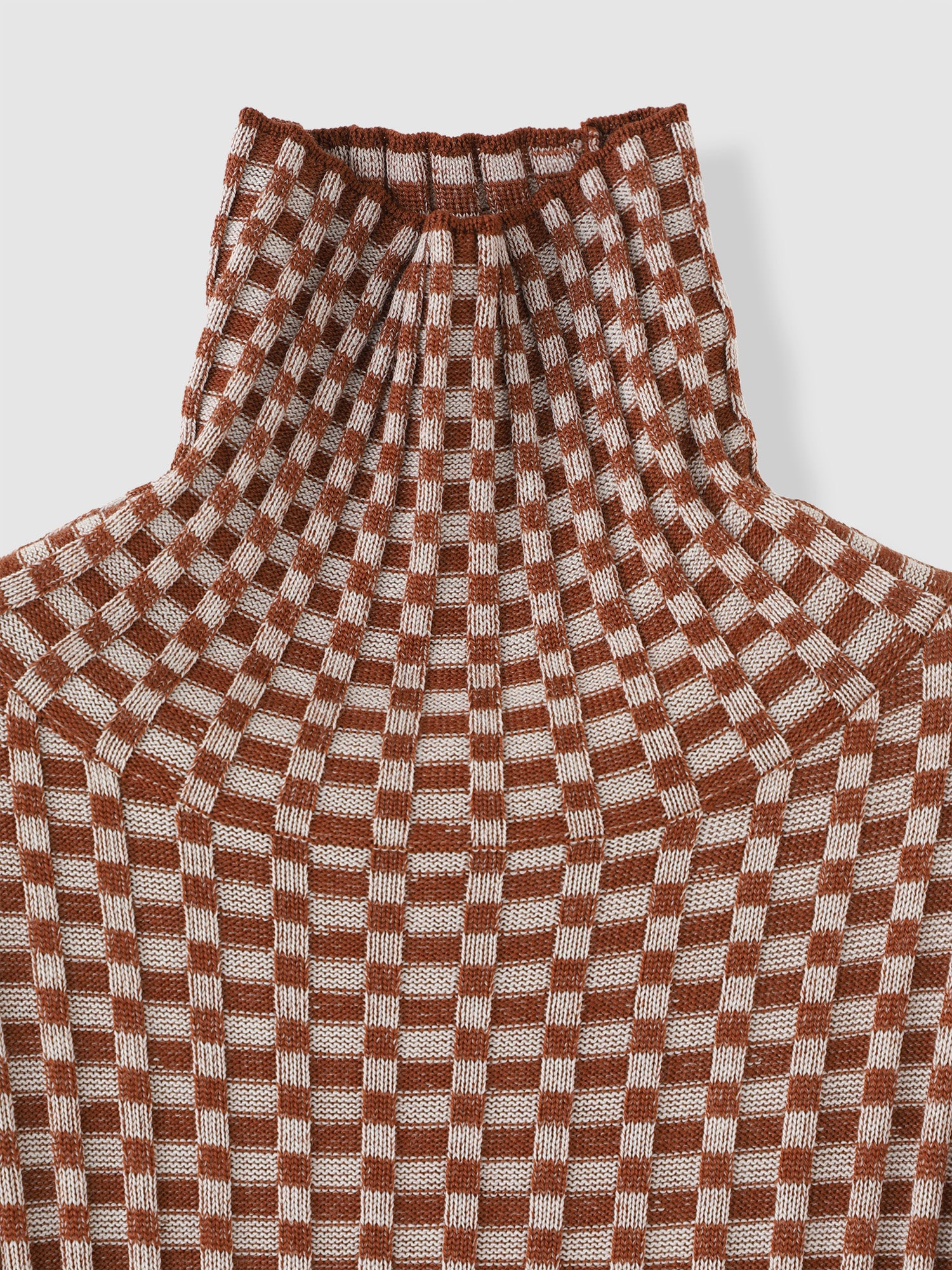 Checkered Rib Turtle PO<BR>3シーズン着用可能なタートルネックニット
