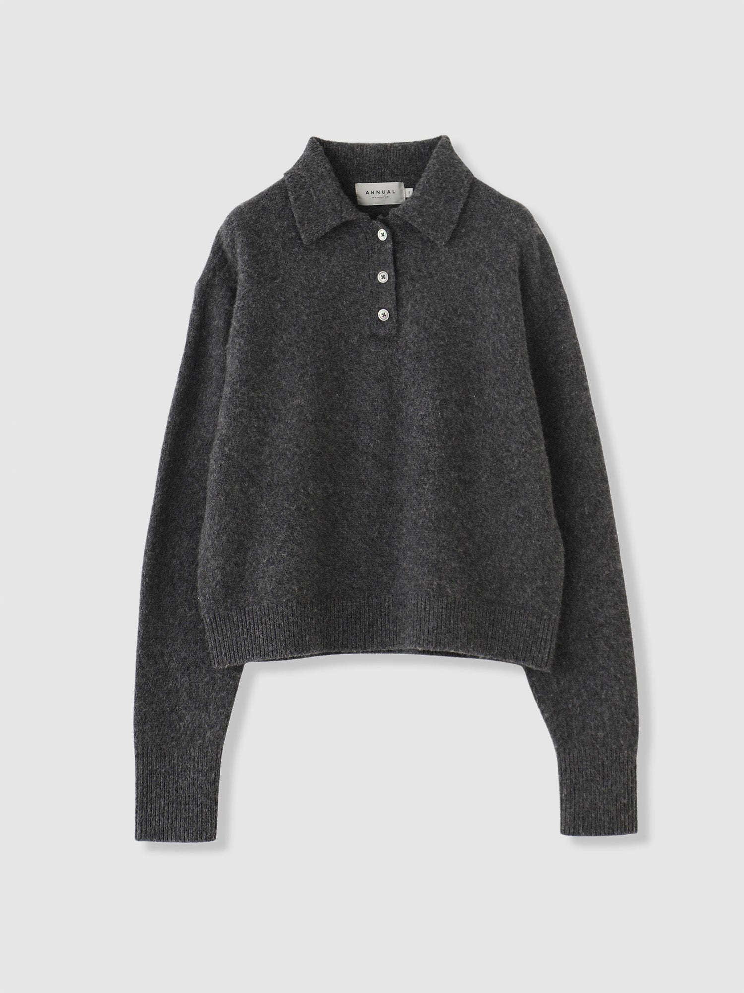 Brushed Polo Sweater<BR>起毛加工による柔らかな着心地