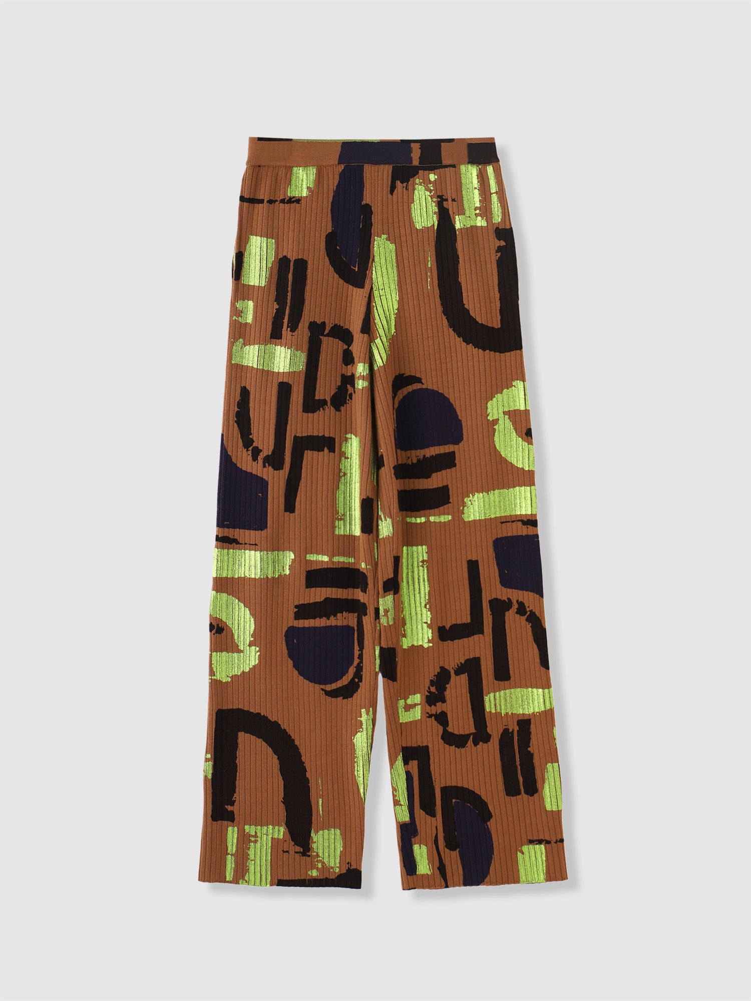 Abstract Painting Pants<BR>ストレスフリーなリブニットパンツ