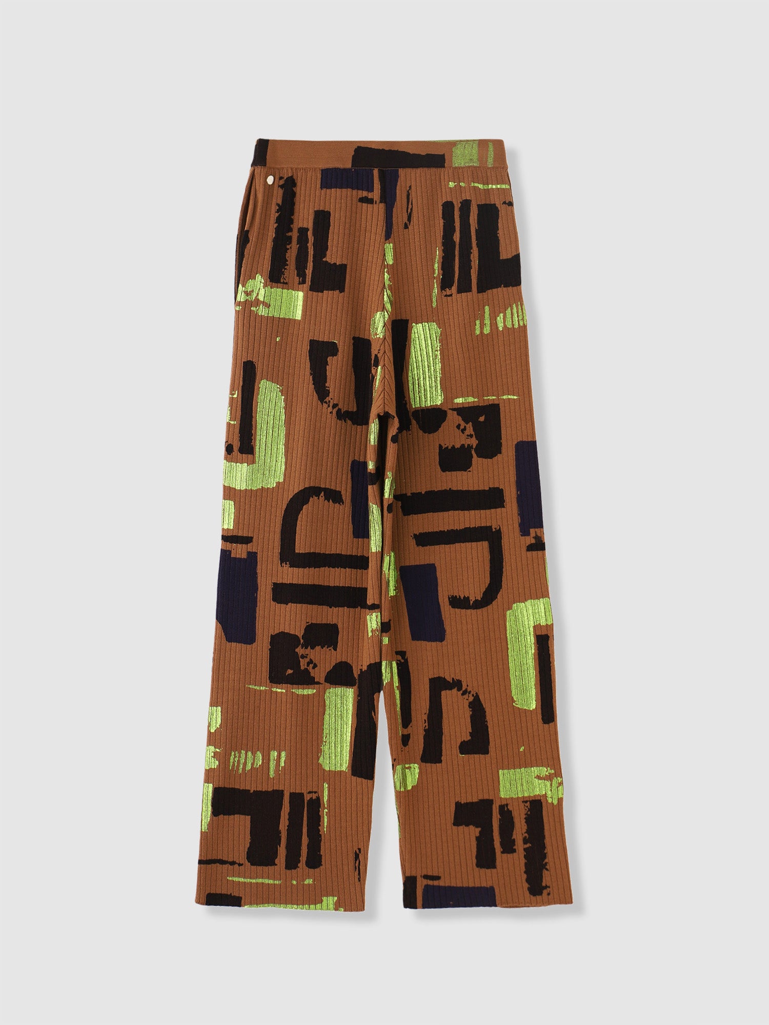 Abstract Painting Pants<BR>ストレスフリーなリブニットパンツ