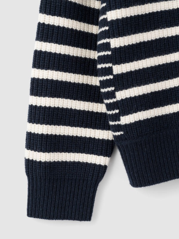 Striped Polo Sweater<BR>異なるボーダーピッチがアクセントに