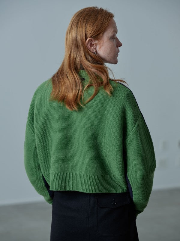 Bi-Color Crew PO<br> Cropped knitwear is a big hit every year