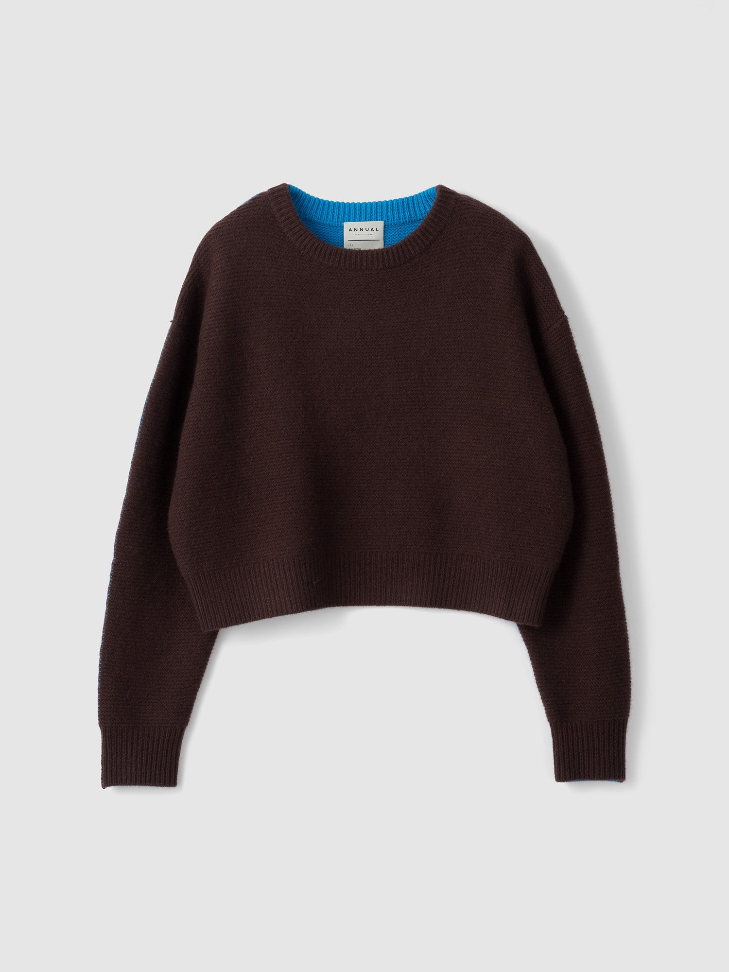 Bi-Color Crew PO<br> Cropped knitwear is a big hit every year